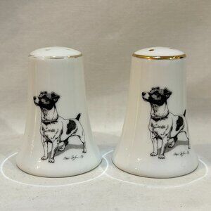 Huntsman Porcelain Salt & Pepper Shaker Set Jack Russell Terrier Gael Coffman